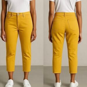 LOFT Modern Skinny Cropped Yellow Jeans Size 30 Women’s Stretch Denim